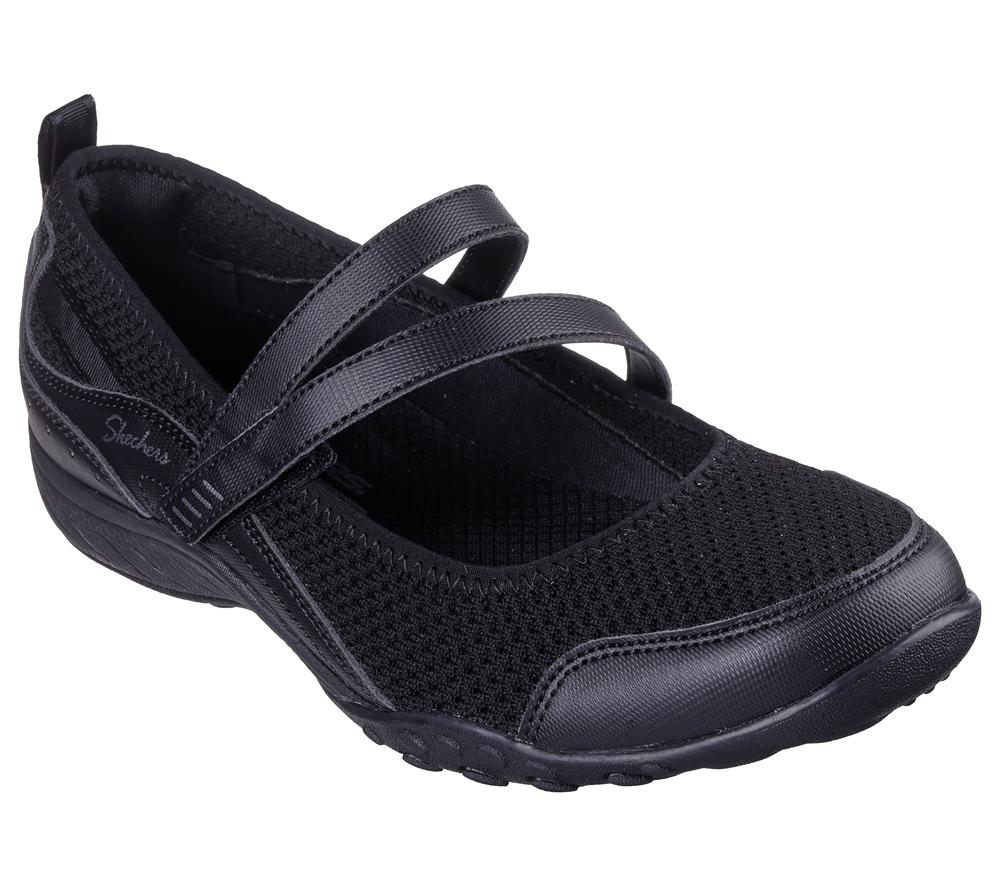 Women Skechers Relaxed Fit: Breathe-Easy - Keep Clean Flat Shoes Black  USA |  8625-WDTIR