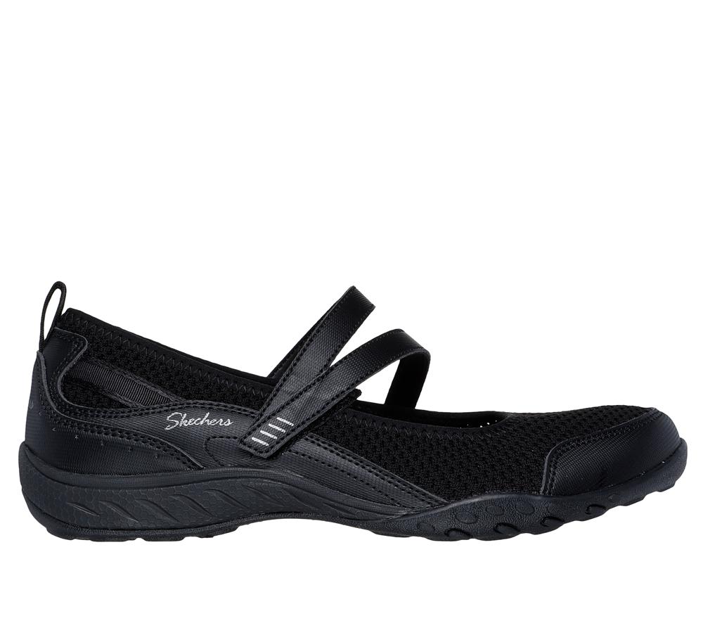 Women Skechers Relaxed Fit: Breathe-Easy - Keep Clean Flat Shoes Black  USA |  8625-WDTIR