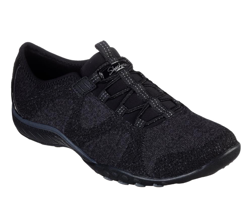 Women Skechers Relaxed Fit: Breathe-Easy - Opportuknity Flat Shoes Black  USA |  0127-OLMZI