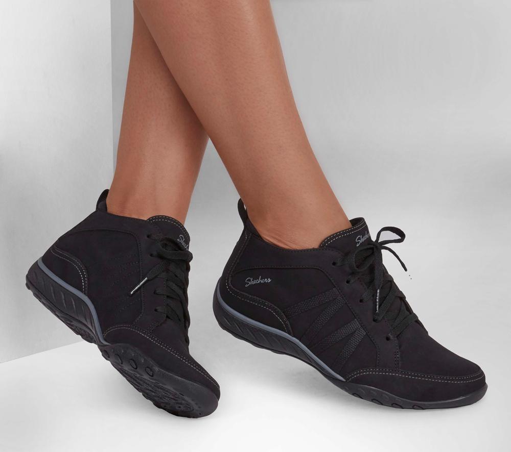Women Skechers Relaxed Fit: Breathe-Easy - Friendly Ties Boots Black  USA |  9264-ZJCUI