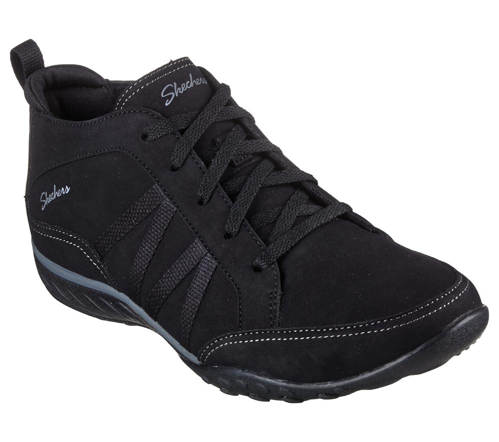 Women Skechers Relaxed Fit: Breathe-Easy - Friendly Ties Boots Black  USA |  9264-ZJCUI