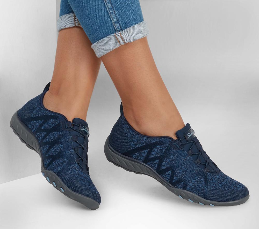 Women Skechers Relaxed Fit: Breathe-Easy - Infi-Knity Slip On Shoes Navy  USA |  1562-XTJYO