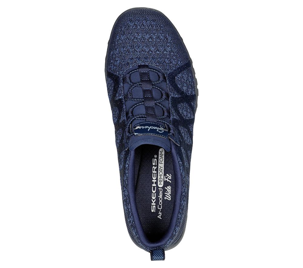 Women Skechers Relaxed Fit: Breathe-Easy - Infi-Knity Slip On Shoes Navy  USA |  1562-XTJYO