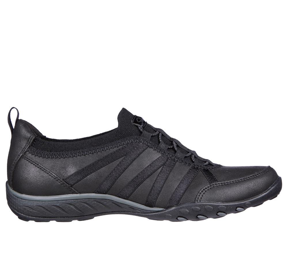 Women Skechers Relaxed Fit: Breathe-Easy - Remember Me Slip On Shoes Black  USA |  0896-QKHID