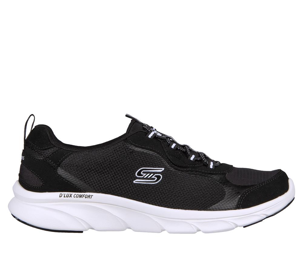 Women Skechers Relaxed Fit: D\'Lux Comfort - Bliss Galore Slip On Shoes Black / White  USA |  5421-ASPBX
