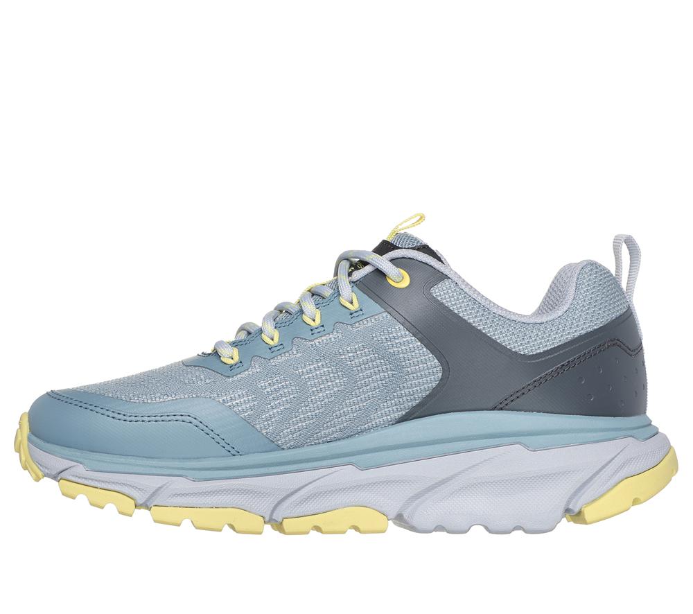 Women Skechers Relaxed Fit: D'Lux Journey - Marigold Lace Up Shoes Blue / Yellow  USA |  4563-HVCQL