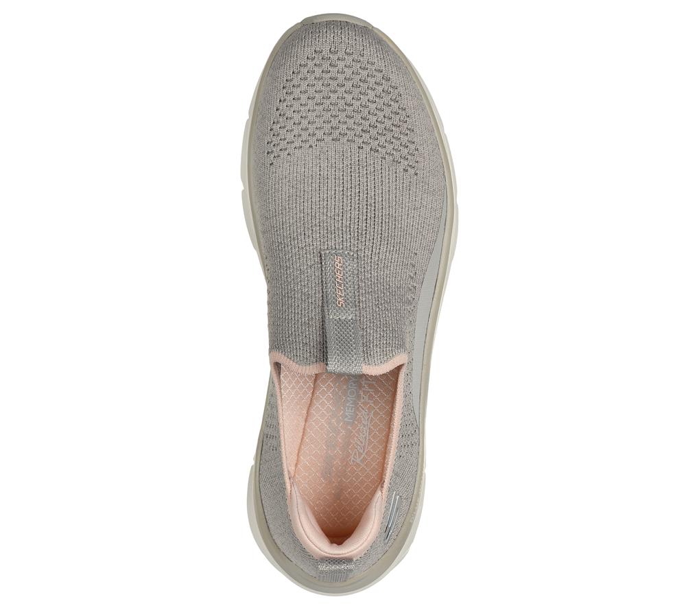 Women Skechers Relaxed Fit: D'Lux Walker 2.0 - Bold State Slip On Shoes Taupe / Peach  USA |  3620-AFNTY