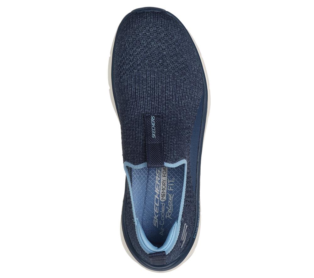 Women Skechers Relaxed Fit: D'Lux Walker 2.0 - Bold State Slip On Shoes Navy / Blue  USA |  3047-RZGQY