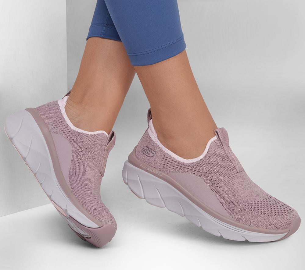 Women Skechers Relaxed Fit: D'Lux Walker 2.0 - Bold State Slip On Shoes Mauve Purple  USA |  4023-CILOY