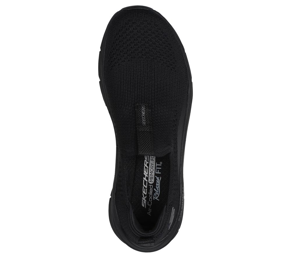 Women Skechers Relaxed Fit: D'Lux Walker 2.0 - Bold State Slip On Shoes Black  USA |  2068-JADCV