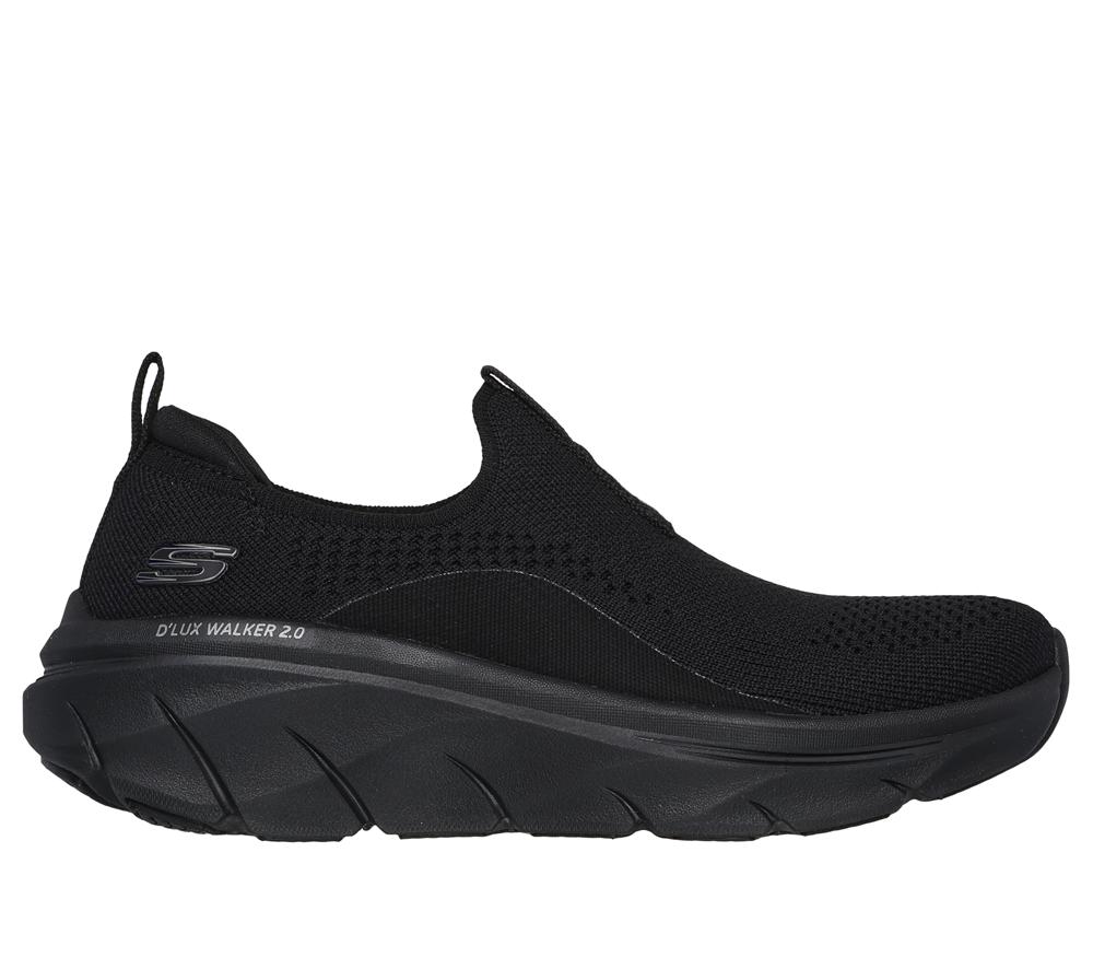 Women Skechers Relaxed Fit: D\'Lux Walker 2.0 - Bold State Slip On Shoes Black  USA |  2068-JADCV