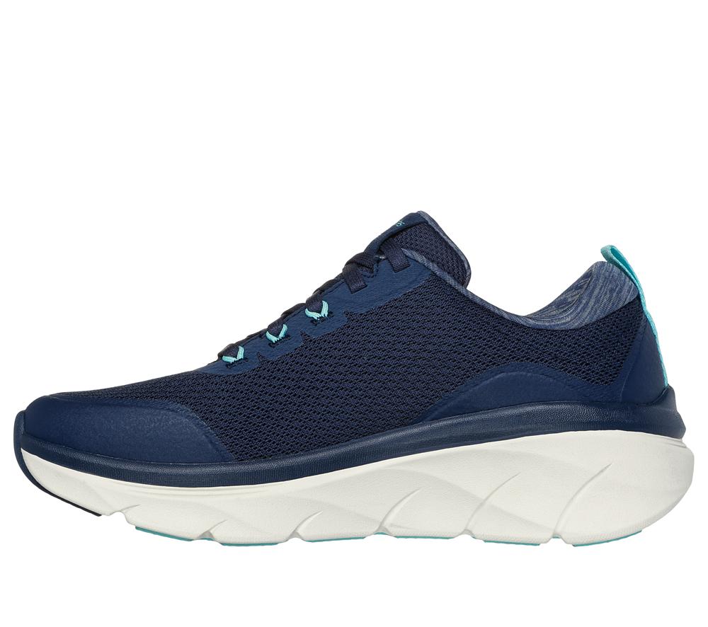 Women Skechers Relaxed Fit: D'Lux Walker 2.0 - Radiant Rose Lace Up Shoes Navy / Aqua  USA |  2468-RVFDI