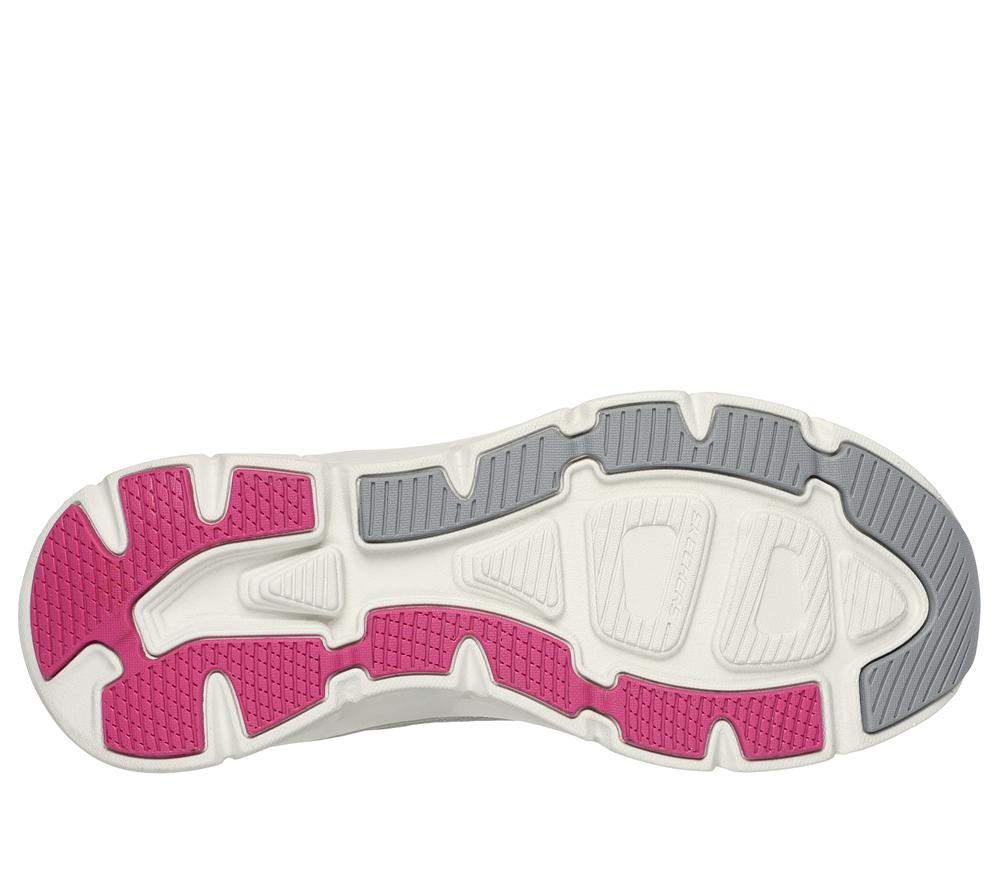 Women Skechers Relaxed Fit: D'Lux Walker 2.0 - Radiant Rose Lace Up Shoes Grey / Purple  USA |  8945-ABIKC