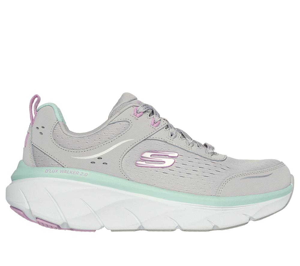 Women Skechers Relaxed Fit: D\'Lux Walker 2.0 - Daisy Doll Sneakers Grey / Multicolor  USA |  1857-MWNPH