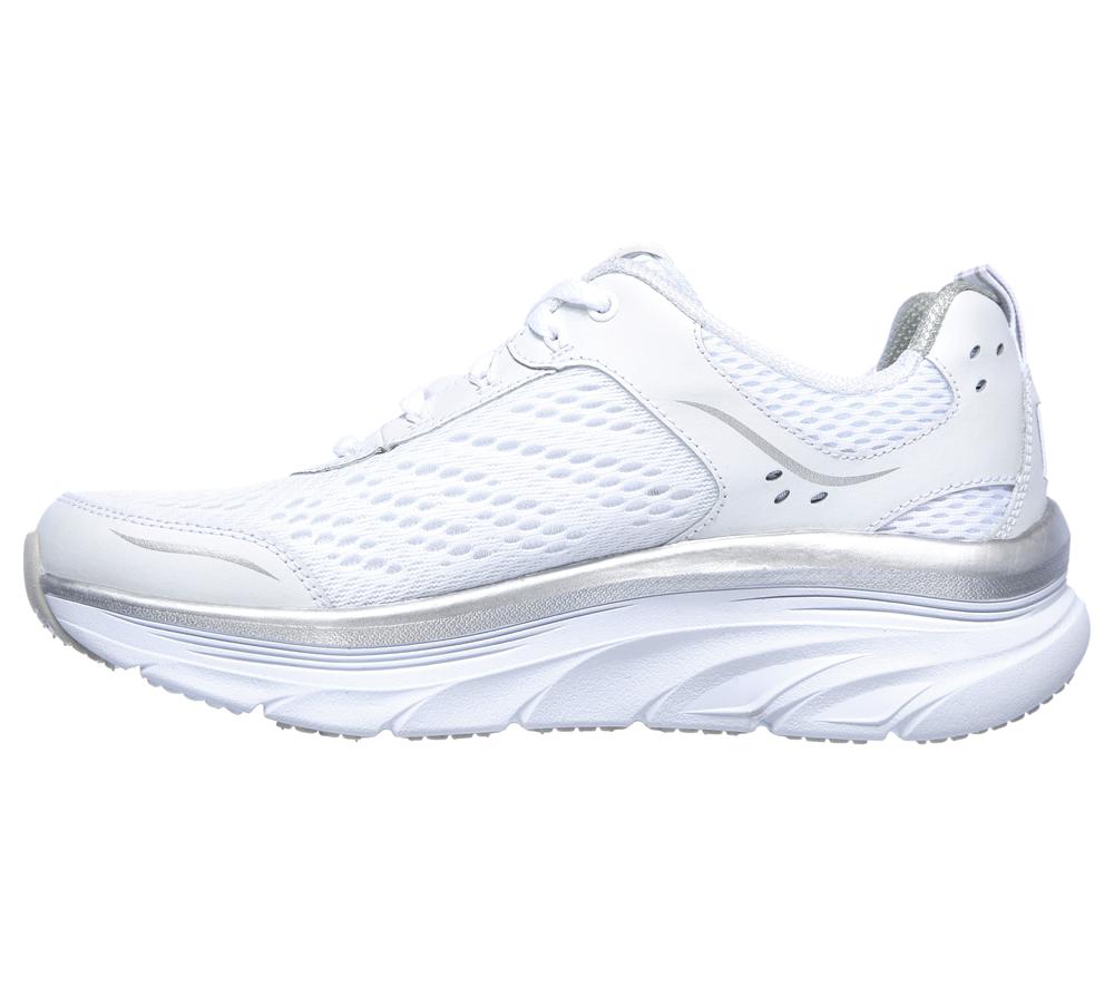 Women Skechers Relaxed Fit: D'Lux Walker - Infinite Motion Lace Up Shoes White / Silver  USA |  0261-KPGSX