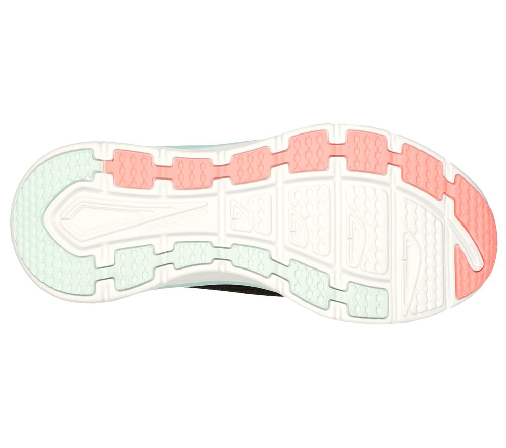 Women Skechers Relaxed Fit: D'Lux Walker - Fresh Finesse Lace Up Shoes Black / Mint  USA |  7831-MFGQP