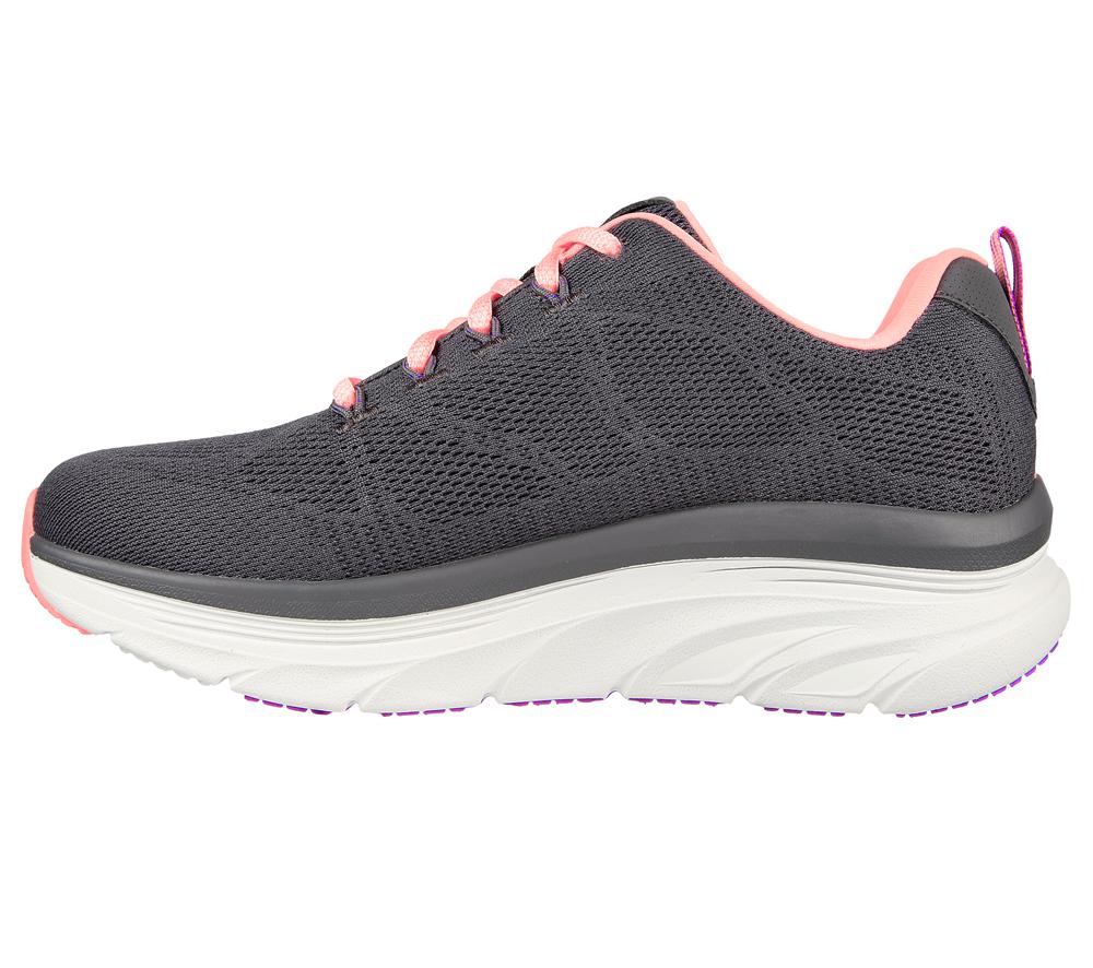 Women Skechers Relaxed Fit: D'Lux Walker - Get Oasis Lace Up Shoes Charcoal / Coral  USA |  0985-MJFZC