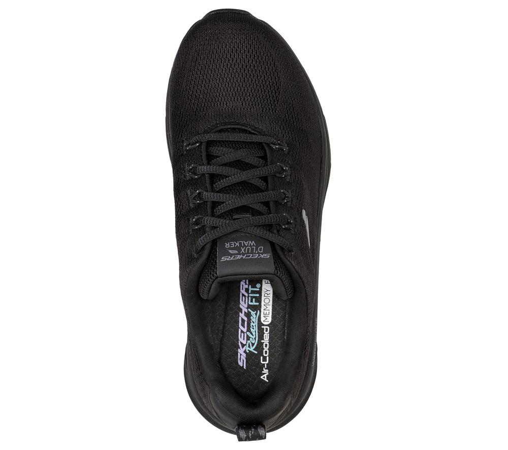 Women Skechers Relaxed Fit: D'Lux Walker - Get Oasis Lace Up Shoes Black  USA |  0239-LWSFU