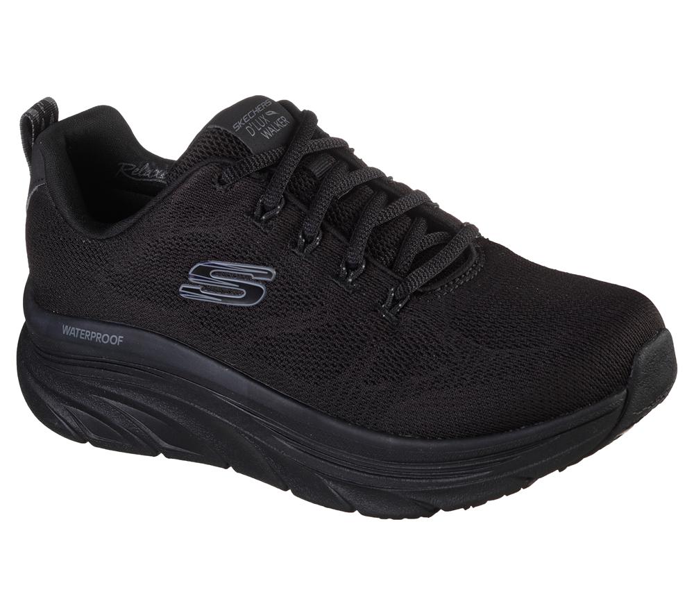 Women Skechers Relaxed Fit: D'Lux Walker - Get Oasis Lace Up Shoes Black  USA |  0239-LWSFU