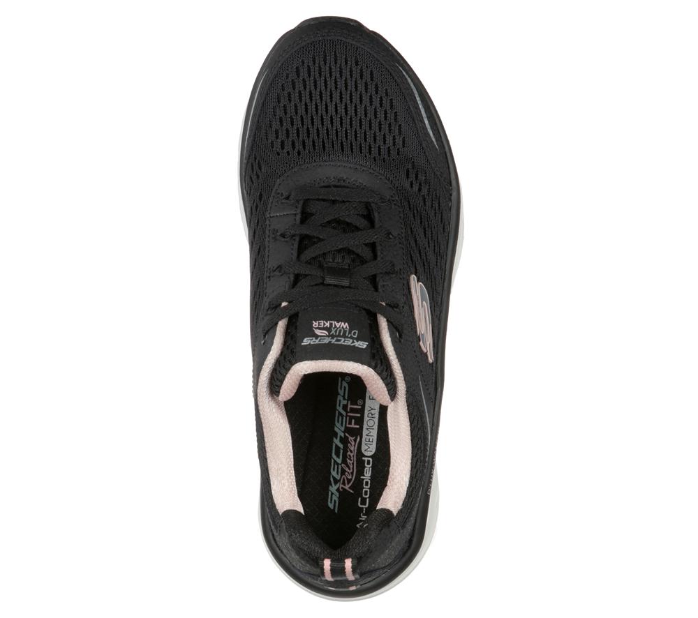 Women Skechers Relaxed Fit: D'Lux Walker - Infinite Motion Sneakers Black / Pink  USA |  7459-RLJNI