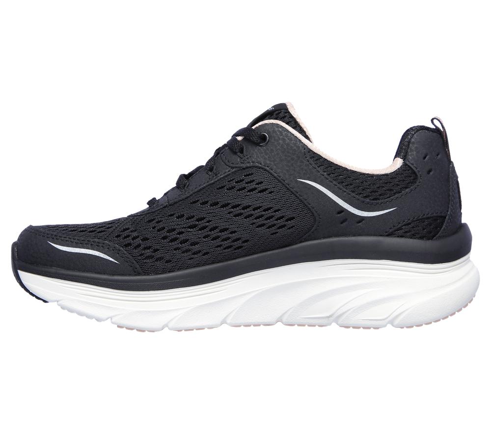Women Skechers Relaxed Fit: D'Lux Walker - Infinite Motion Sneakers Black / Pink  USA |  7459-RLJNI