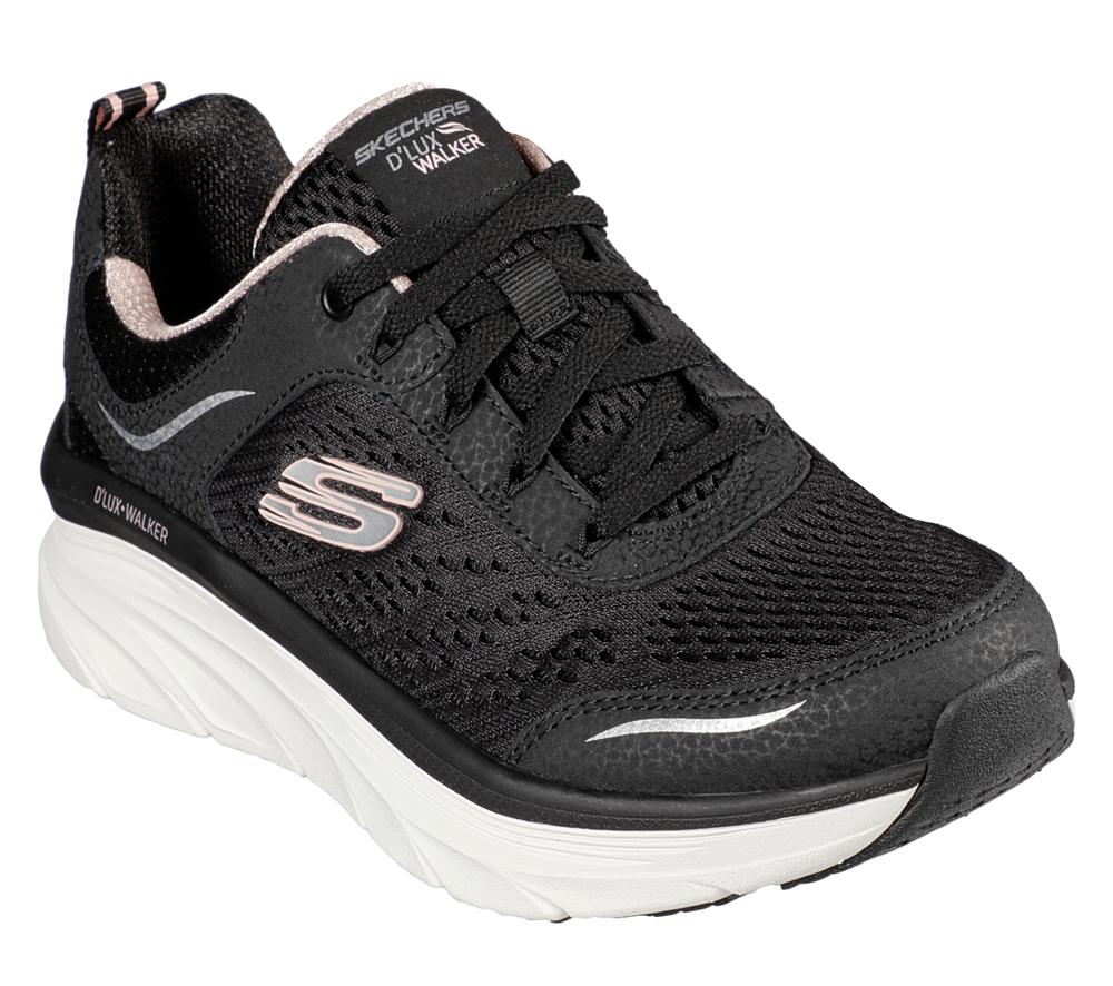 Women Skechers Relaxed Fit: D'Lux Walker - Infinite Motion Sneakers Black / Pink  USA |  7459-RLJNI