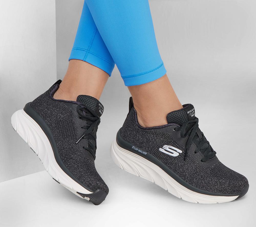Women Skechers Relaxed Fit: D'Lux Walker - Daily Beauty Sneakers Black  USA |  0872-BDEHV