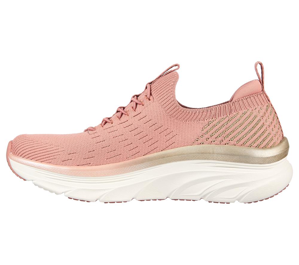 Women Skechers Relaxed Fit: D'Lux Walker - Let it Glow Sneakers Rosegold  USA |  6271-MACEI