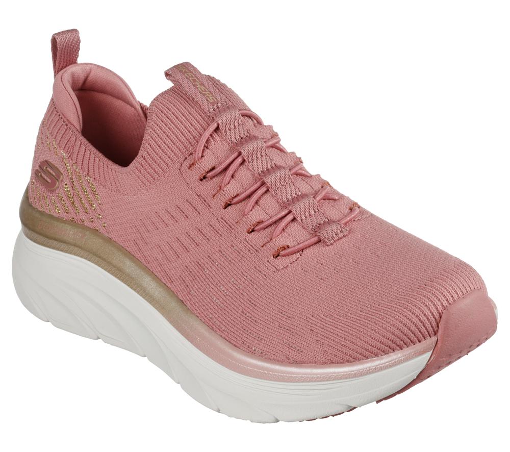 Women Skechers Relaxed Fit: D'Lux Walker - Let it Glow Sneakers Rosegold  USA |  6271-MACEI