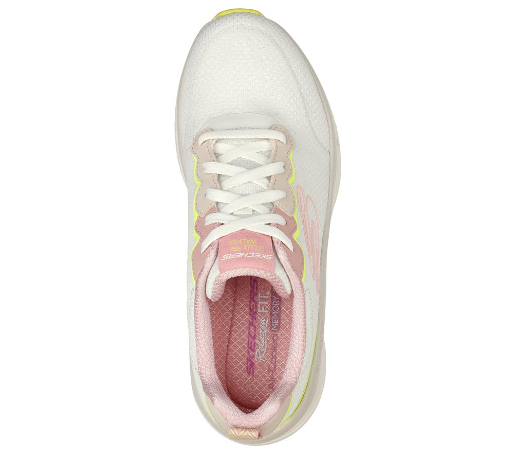 Women Skechers Relaxed Fit: D'Lux Walker - Be Easy Sneakers Off White / Pink  USA |  1798-OCWKX