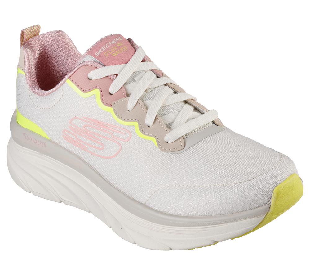 Women Skechers Relaxed Fit: D'Lux Walker - Be Easy Sneakers Off White / Pink  USA |  1798-OCWKX