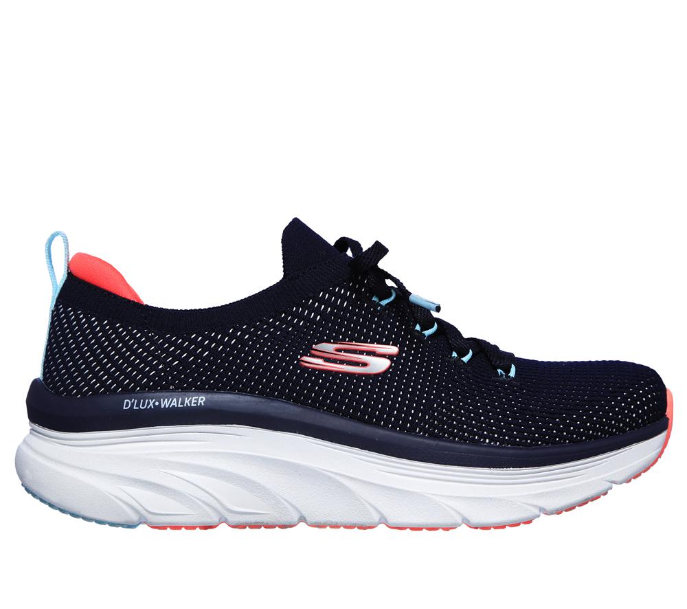 Women Skechers Relaxed Fit: D\'Lux Walker - Refreshing Mood Slip On Shoes Navy  USA |  3154-CFDPI