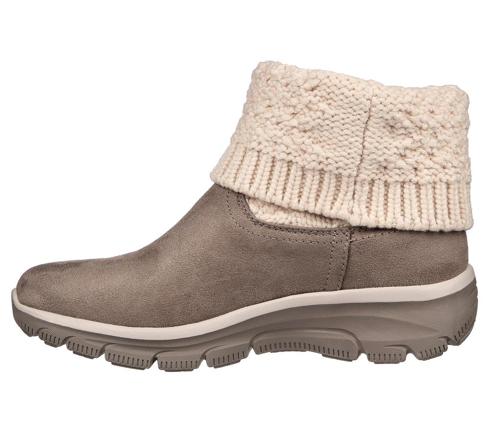 Women Skechers Relaxed Fit: Easy Going - Cozy Weather Boots Taupe Brown  USA |  9036-CAFGN