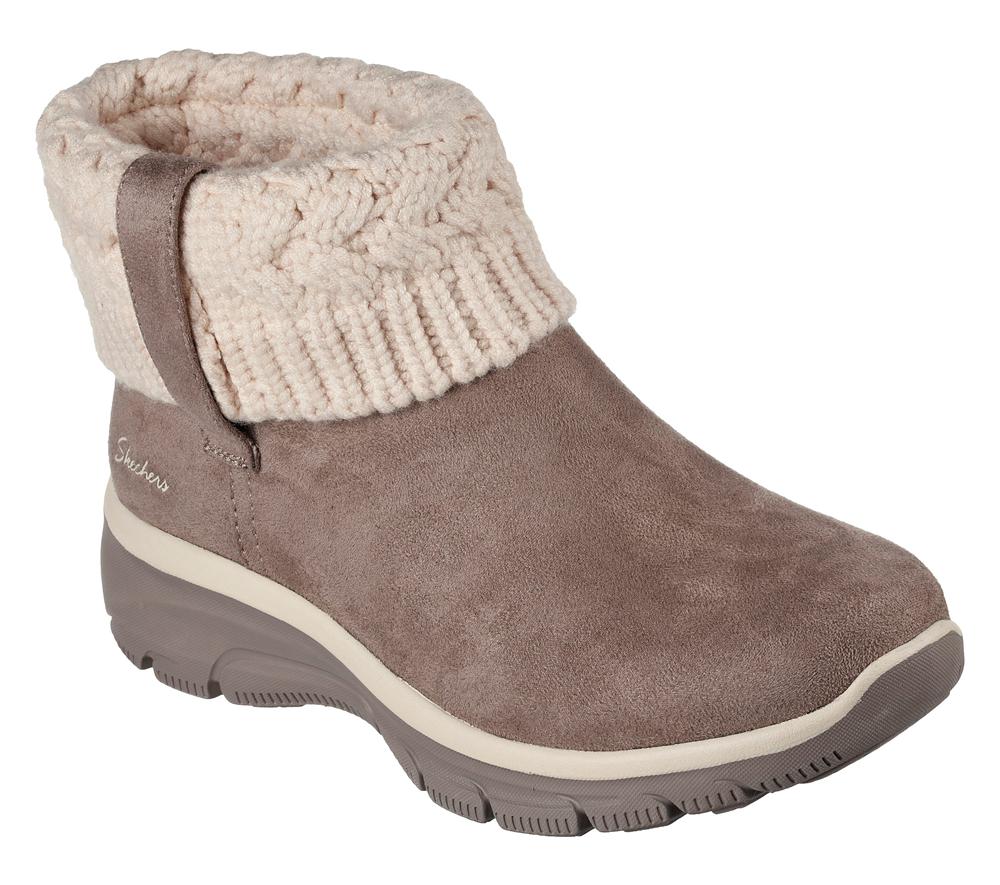 Women Skechers Relaxed Fit: Easy Going - Cozy Weather Boots Taupe Brown  USA |  9036-CAFGN