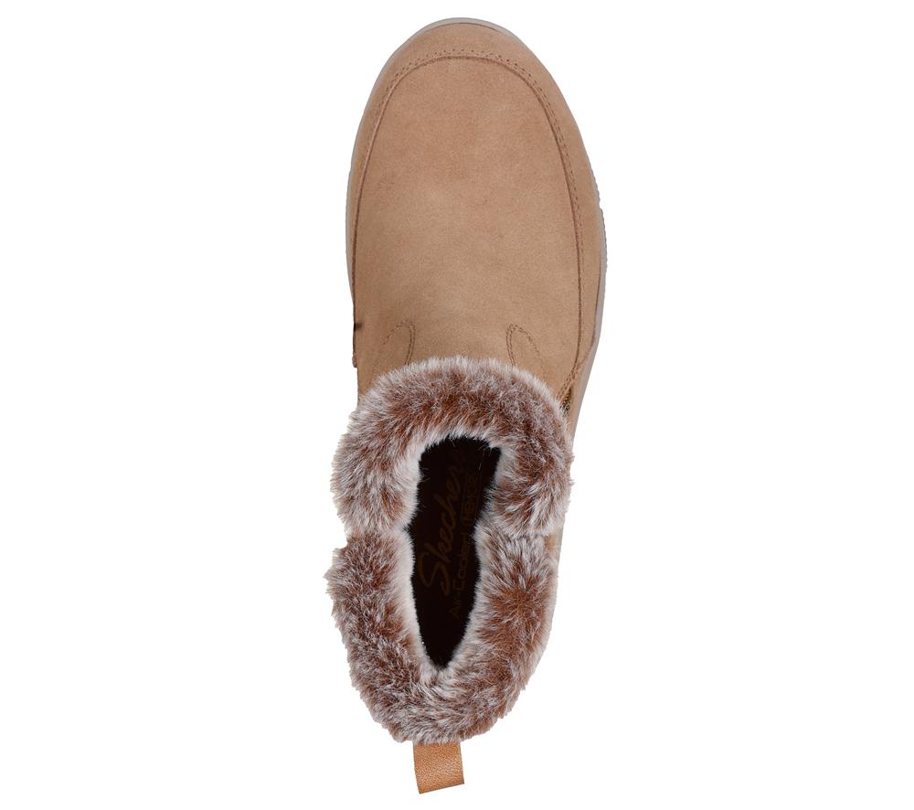 Women Skechers Relaxed Fit: Easy Going - Cool Zip! Boots Tan Grey  USA |  6179-QTRLG