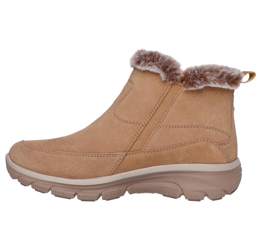 Women Skechers Relaxed Fit: Easy Going - Cool Zip! Boots Tan Grey  USA |  6179-QTRLG