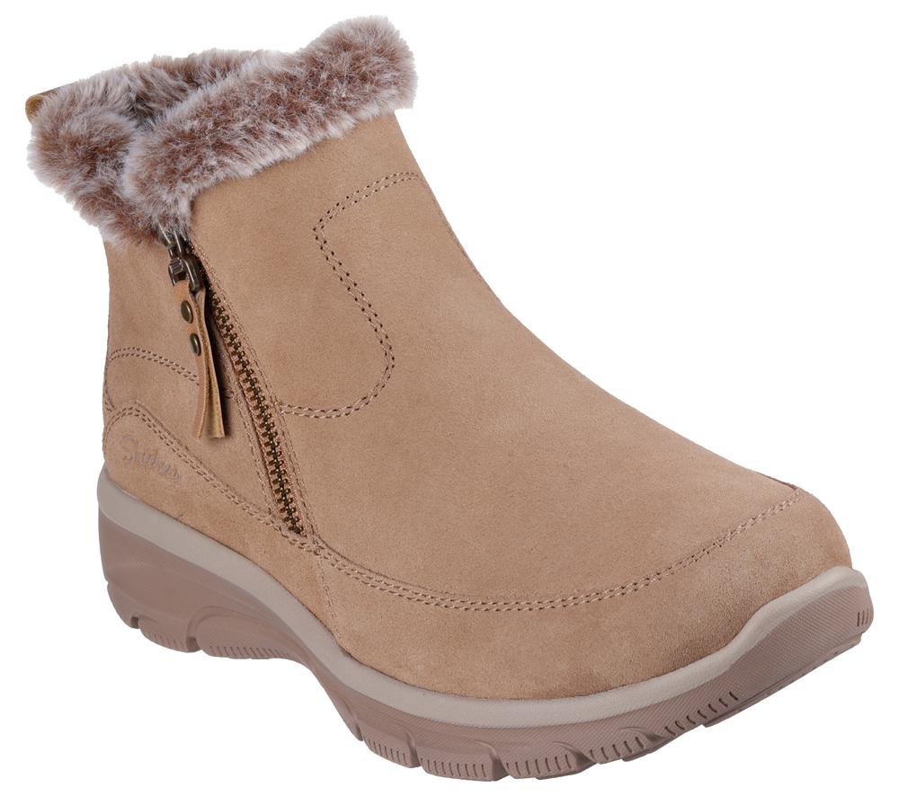 Women Skechers Relaxed Fit: Easy Going - Cool Zip! Boots Tan Grey  USA |  6179-QTRLG