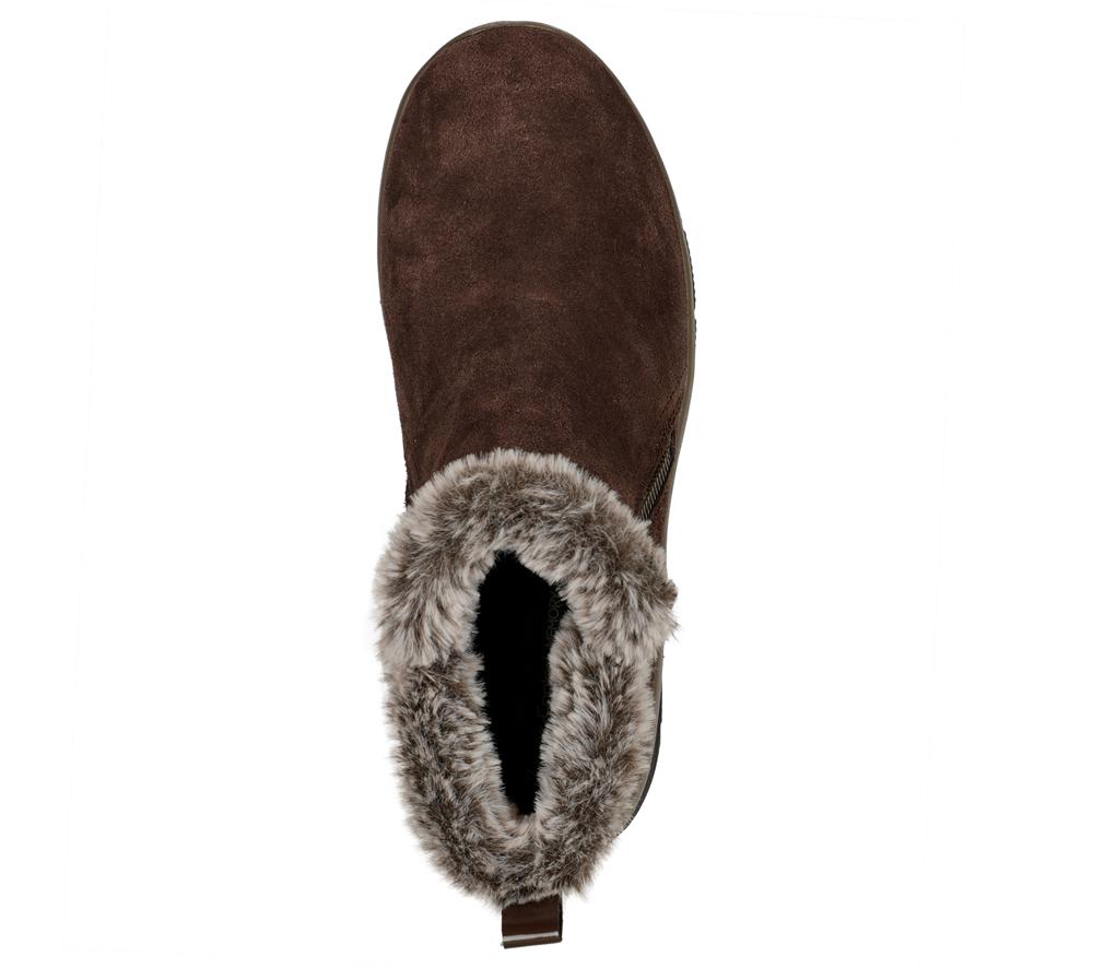 Women Skechers Relaxed Fit: Easy Going - High Zip Boots Chocolate Brown  USA |  8235-YMJVB