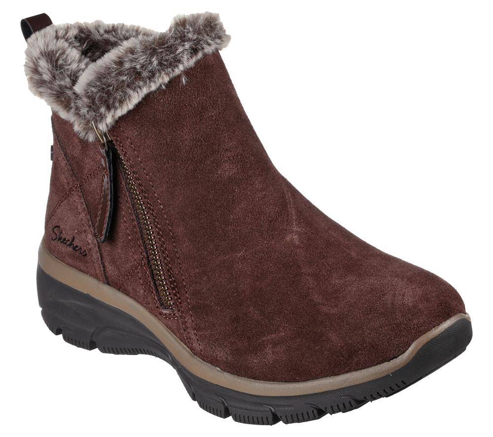 Women Skechers Relaxed Fit: Easy Going - High Zip Boots Chocolate Brown  USA |  8235-YMJVB