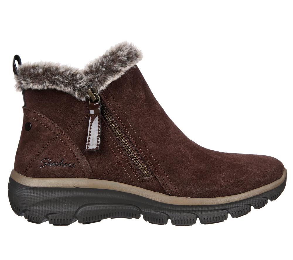 Women Skechers Relaxed Fit: Easy Going - High Zip Boots Chocolate Brown  USA |  8235-YMJVB