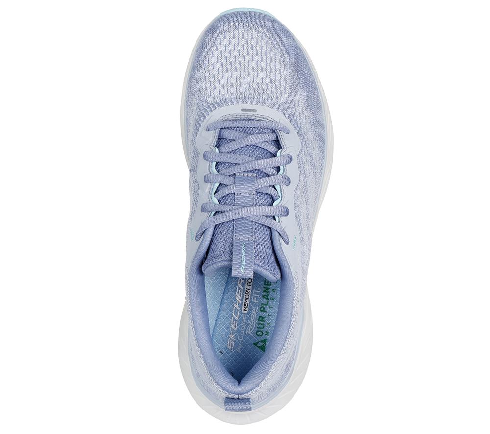 Women Skechers Relaxed Fit: Edgeride - Power Flow Lace Up Shoes Slate Light Navy Blue  USA |  3249-GKZDL