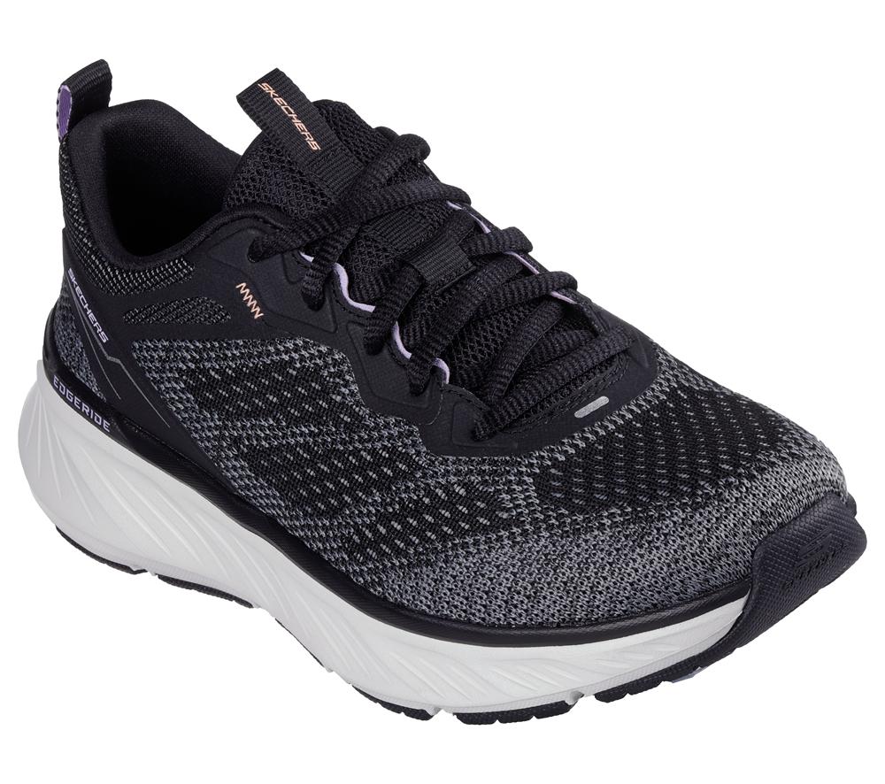 Women Skechers Relaxed Fit: Edgeride - Power Flow Lace Up Shoes Black / Lavender  USA |  2359-MGUQK
