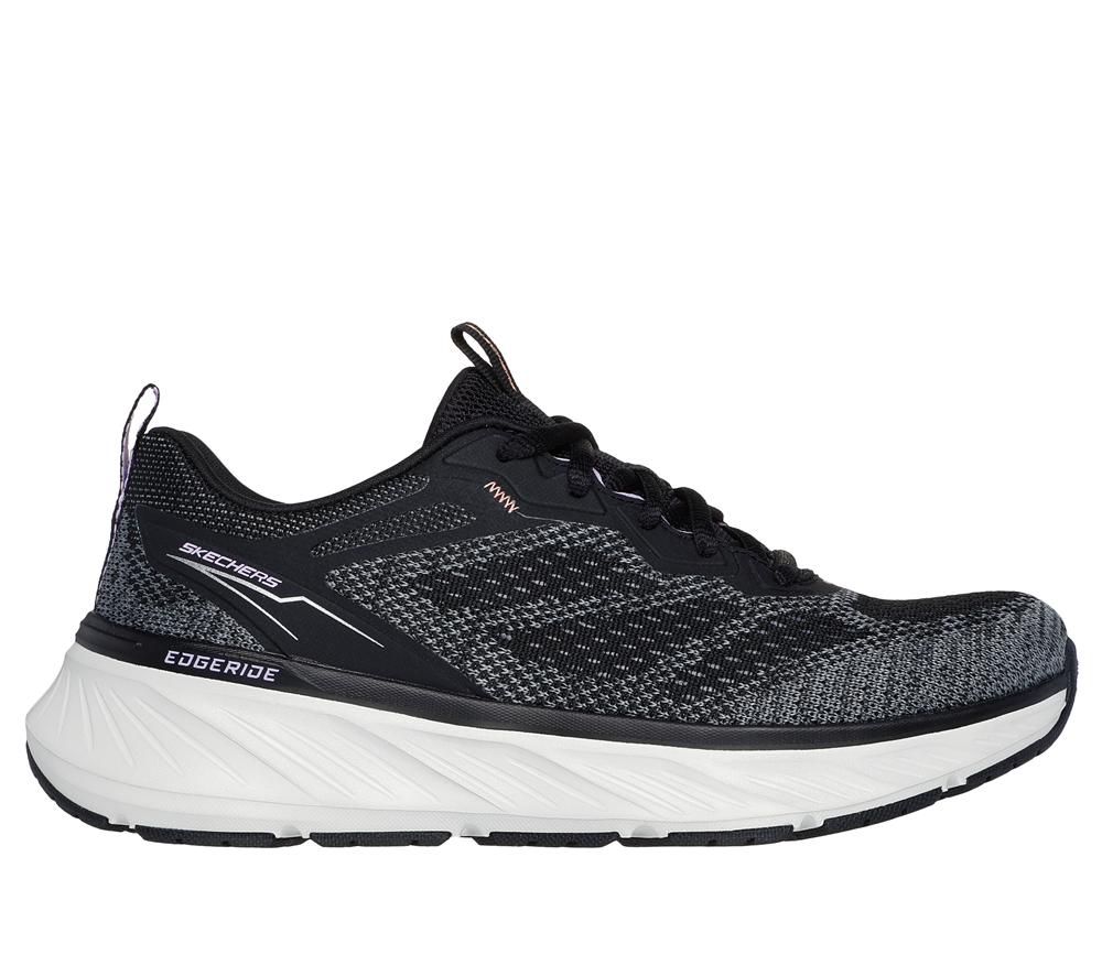 Women Skechers Relaxed Fit: Edgeride - Power Flow Lace Up Shoes Black / Lavender  USA |  2359-MGUQK