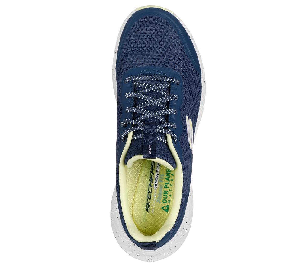 Women Skechers Relaxed Fit: Edgeride - Smooth Journey Sneakers Navy / Lime  USA |  8346-ZLXHF