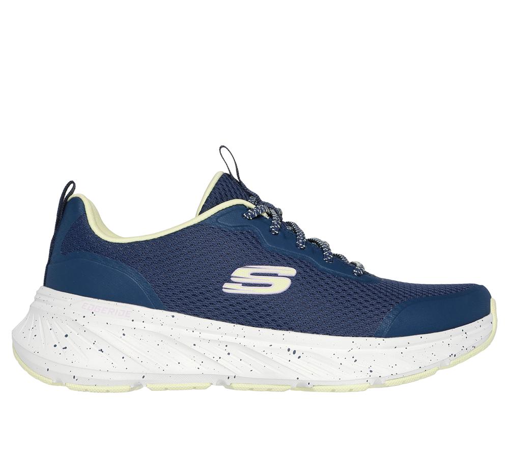 Women Skechers Relaxed Fit: Edgeride - Smooth Journey Sneakers Navy / Lime  USA |  8346-ZLXHF