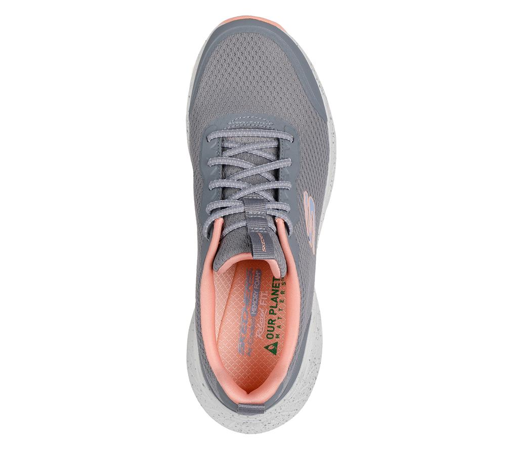 Women Skechers Relaxed Fit: Edgeride - Smooth Journey Slip On Shoes Grey / Coral  USA |  0425-RYVJE