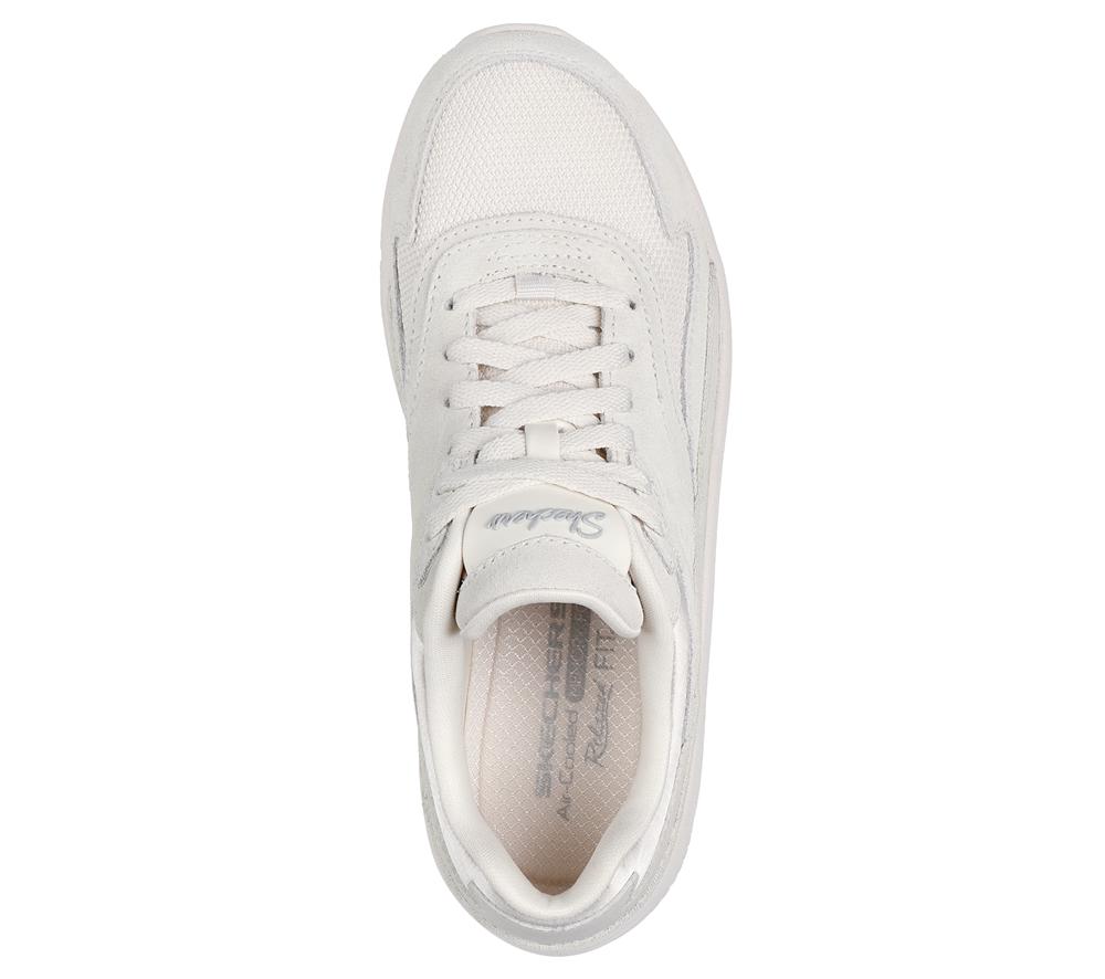 Women Skechers Relaxed Fit: Modern D'Lux - Free Mind Lace Up Shoes Off White  USA |  7592-RZOTF