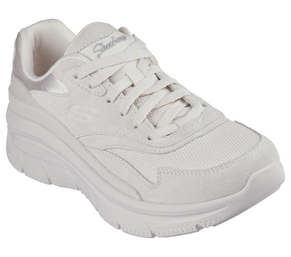 Women Skechers Relaxed Fit: Modern D'Lux - Free Mind Lace Up Shoes Off White  USA |  7592-RZOTF