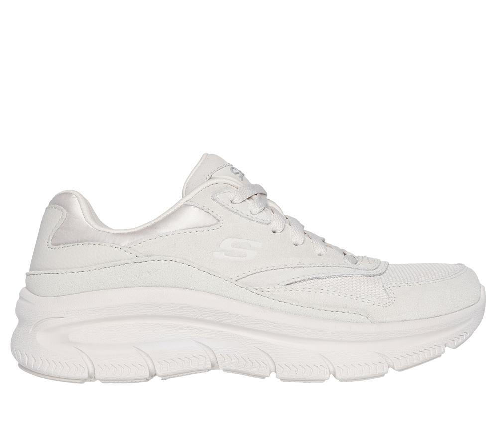 Women Skechers Relaxed Fit: Modern D\'Lux - Free Mind Lace Up Shoes Off White  USA |  7592-RZOTF