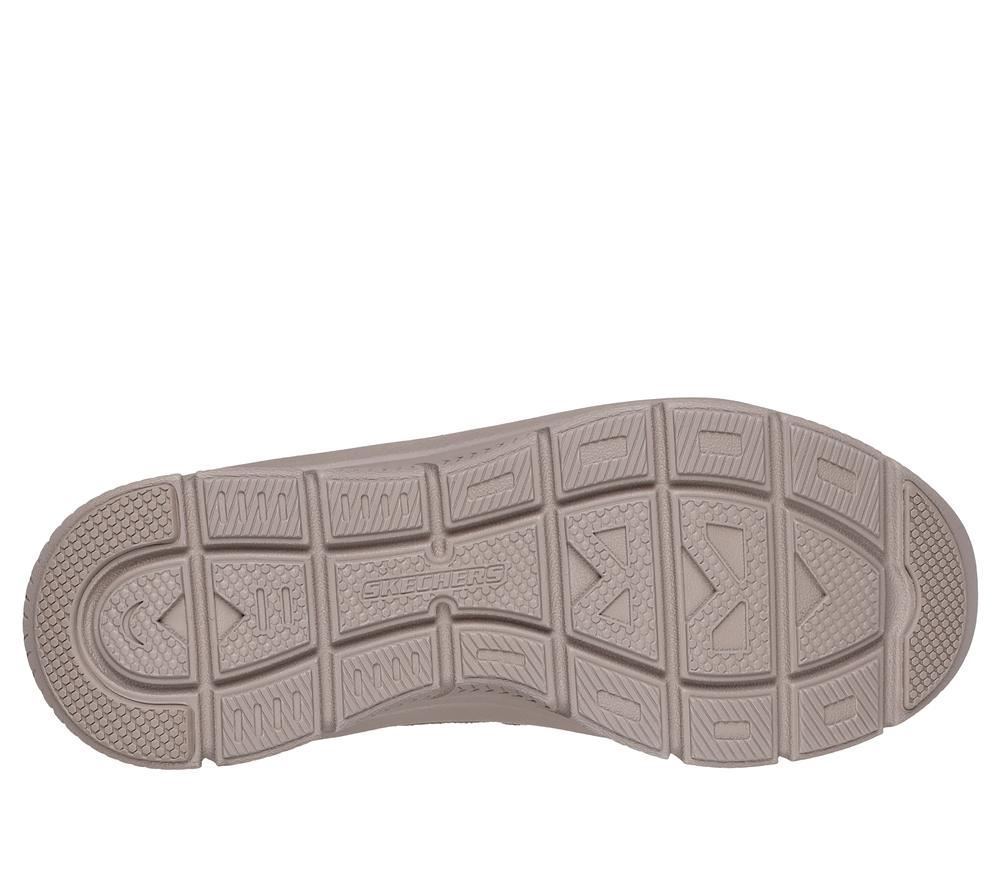Women Skechers Relaxed Fit: Modern D'Lux - Free Mind Lace Up Shoes Dark Taupe  USA |  2169-CTJKI